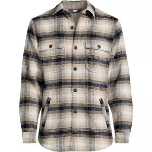 NWT Lands End Mens Super Brushed Plaid Shirt Jacket L
